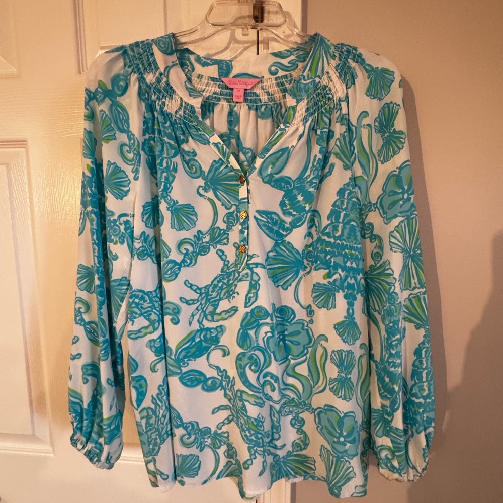 Lilly Pulitzer Teal and Aqua Blouse